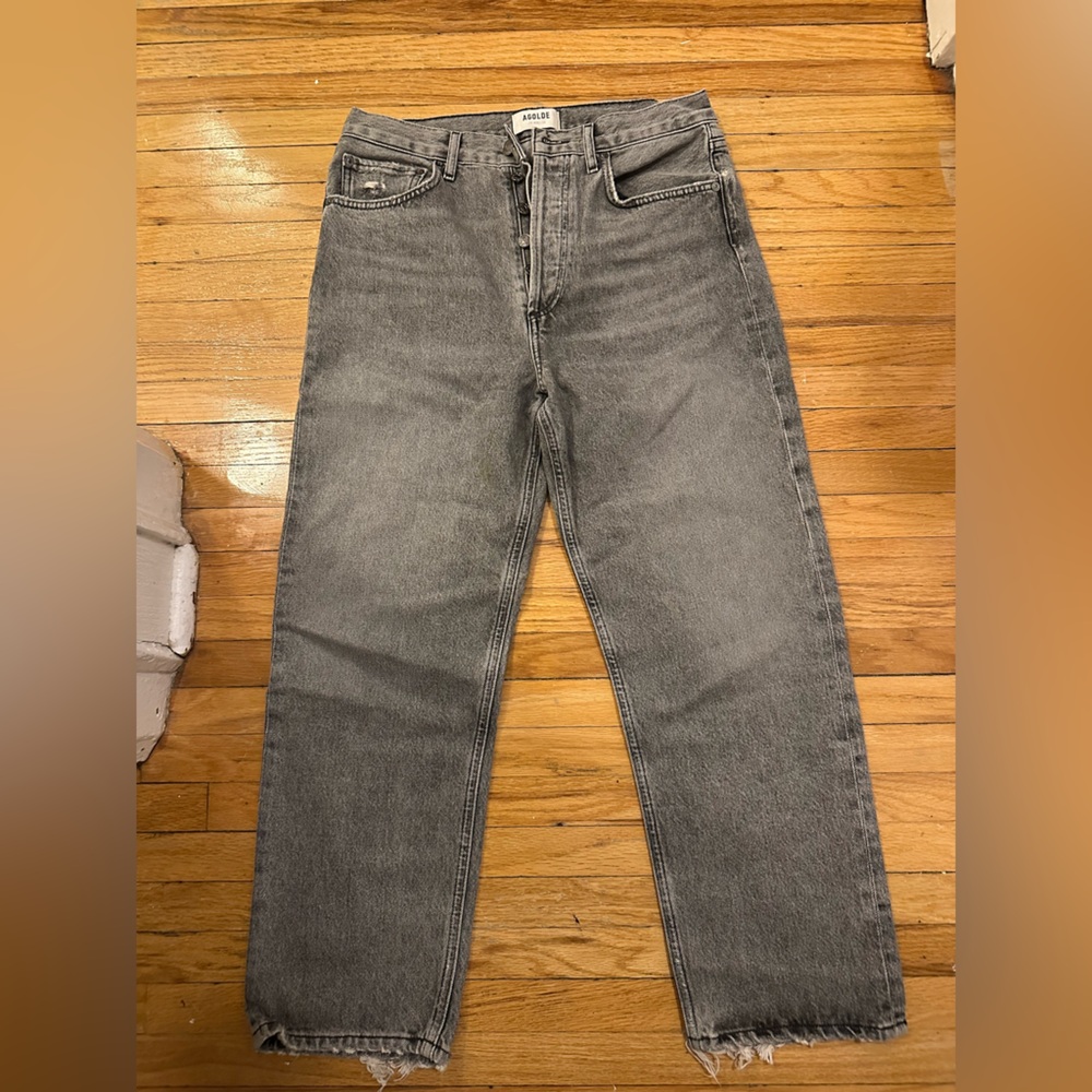 Agolde 90s Cropped Straight Jeans in Gray